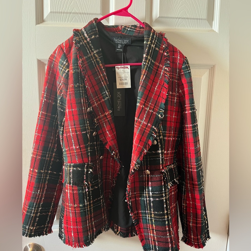 Rachel Zoe Winter Plaid Blazer- new! Medium.